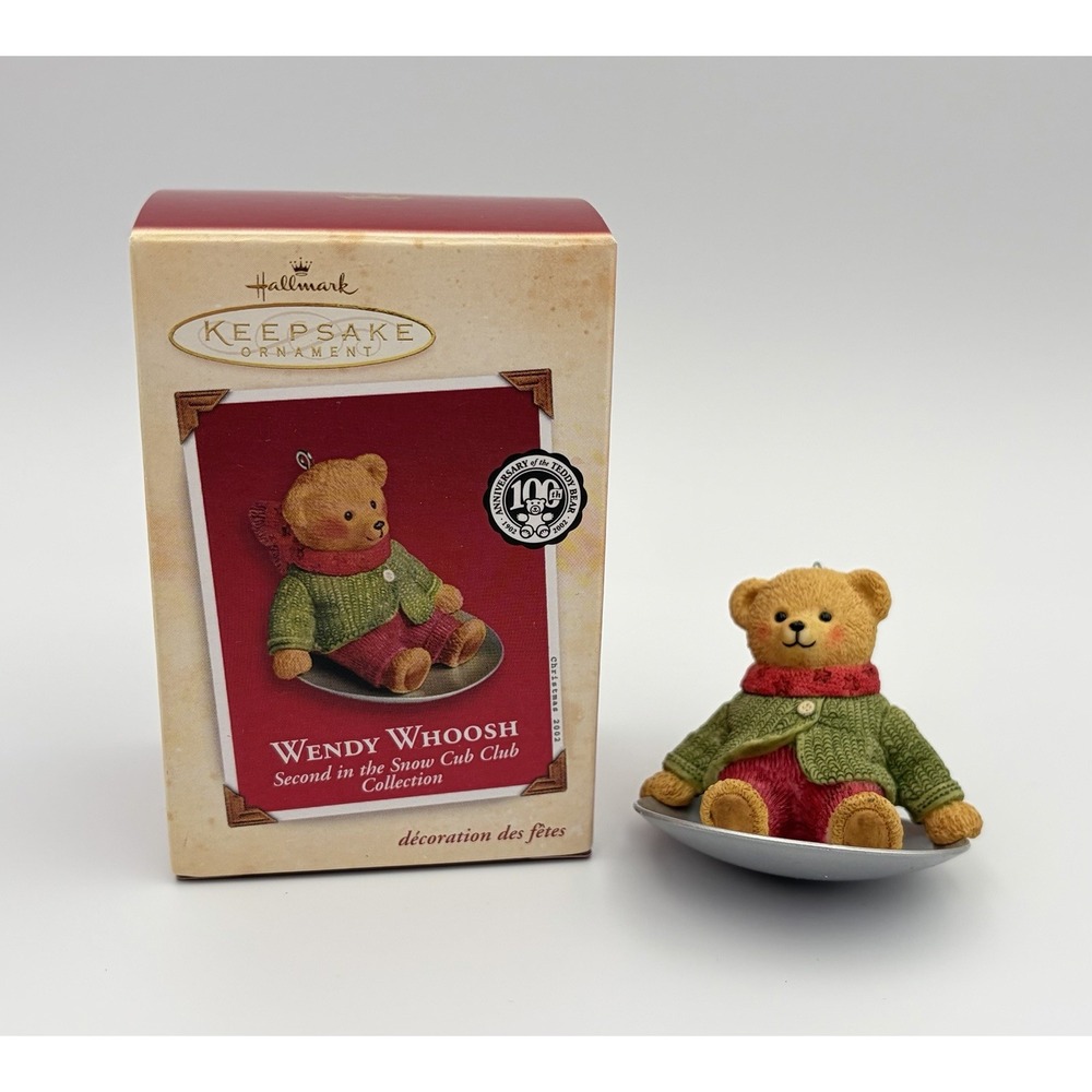 Hallmark 2002 Wendy Whoosh Snow Cub Club Teddy Bear Christmas Ornament Vintage